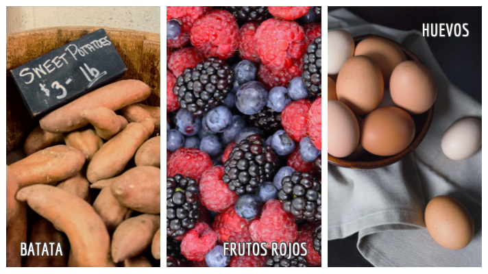 Superalimentos: batata, frutos rojos, huevos